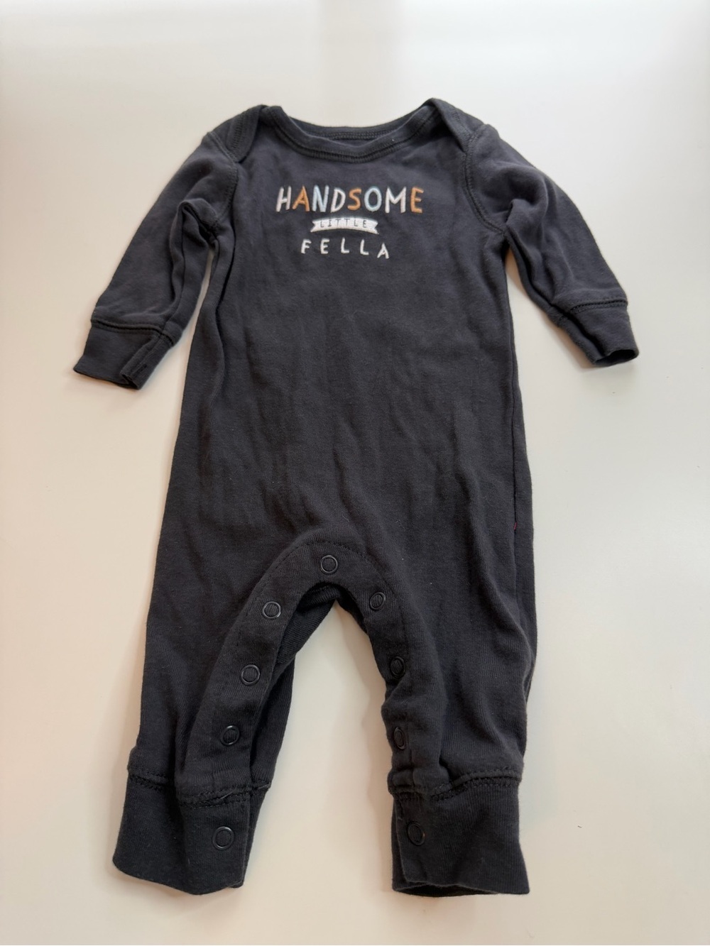 Carter's Black 'Handsome Fella' Long-Sleeve Footie